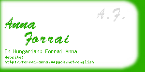 anna forrai business card